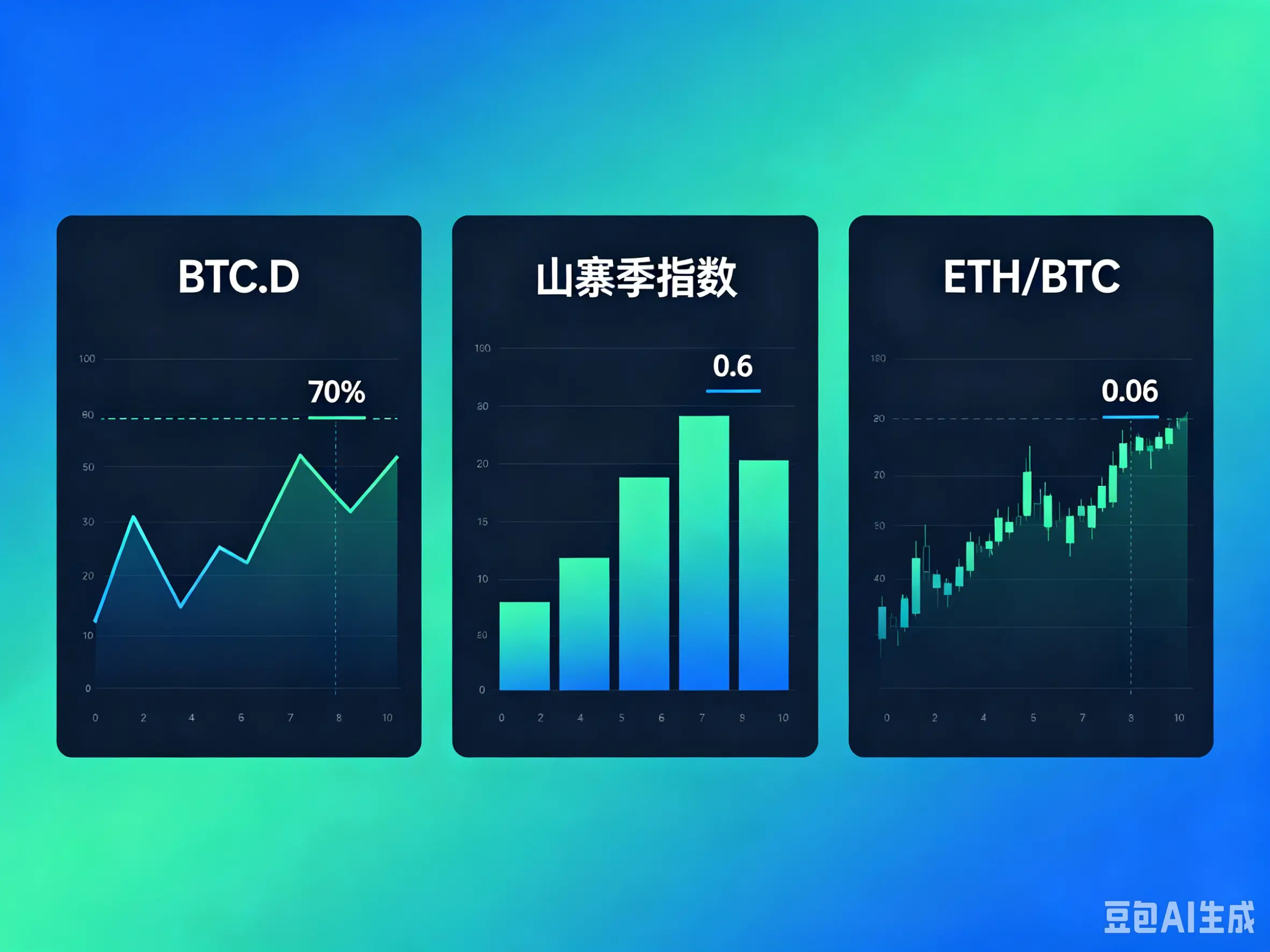 三信号确认分析框架图，直观展示 BTC.D、山寨季指数、ETH/BTC 等关键信号组合与市场阶段对应关系