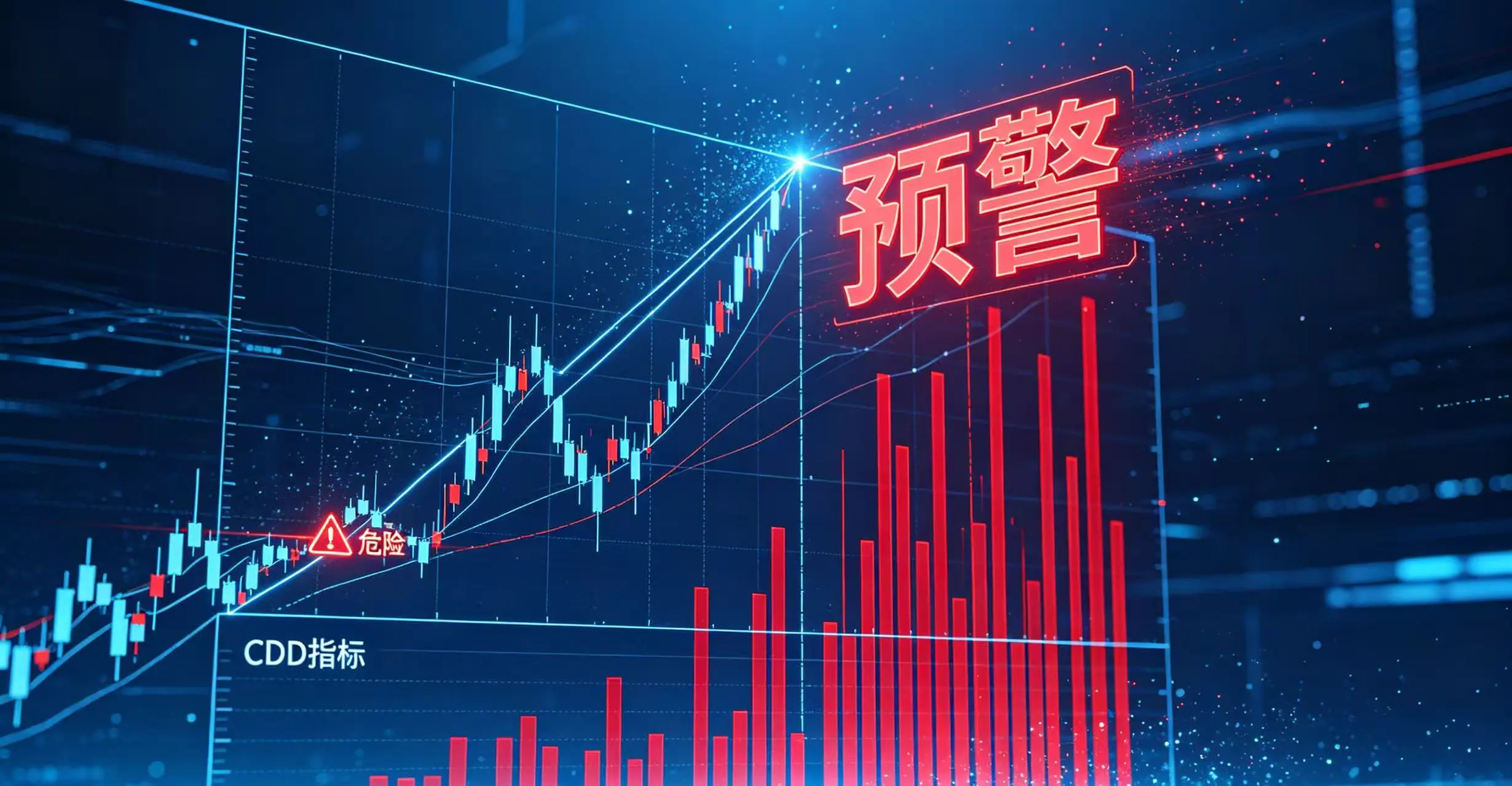 CDD 指标在价格达到顶峰前就已发出预警信号的示意图。