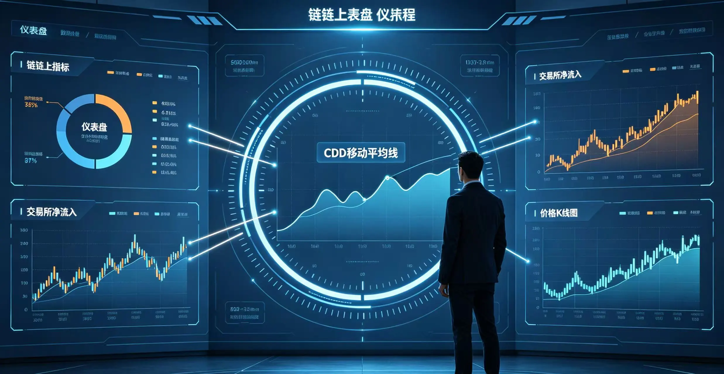 用户结合 CDD 移动平均线、交易所净流入等多个指标进行综合分析的场景图。
