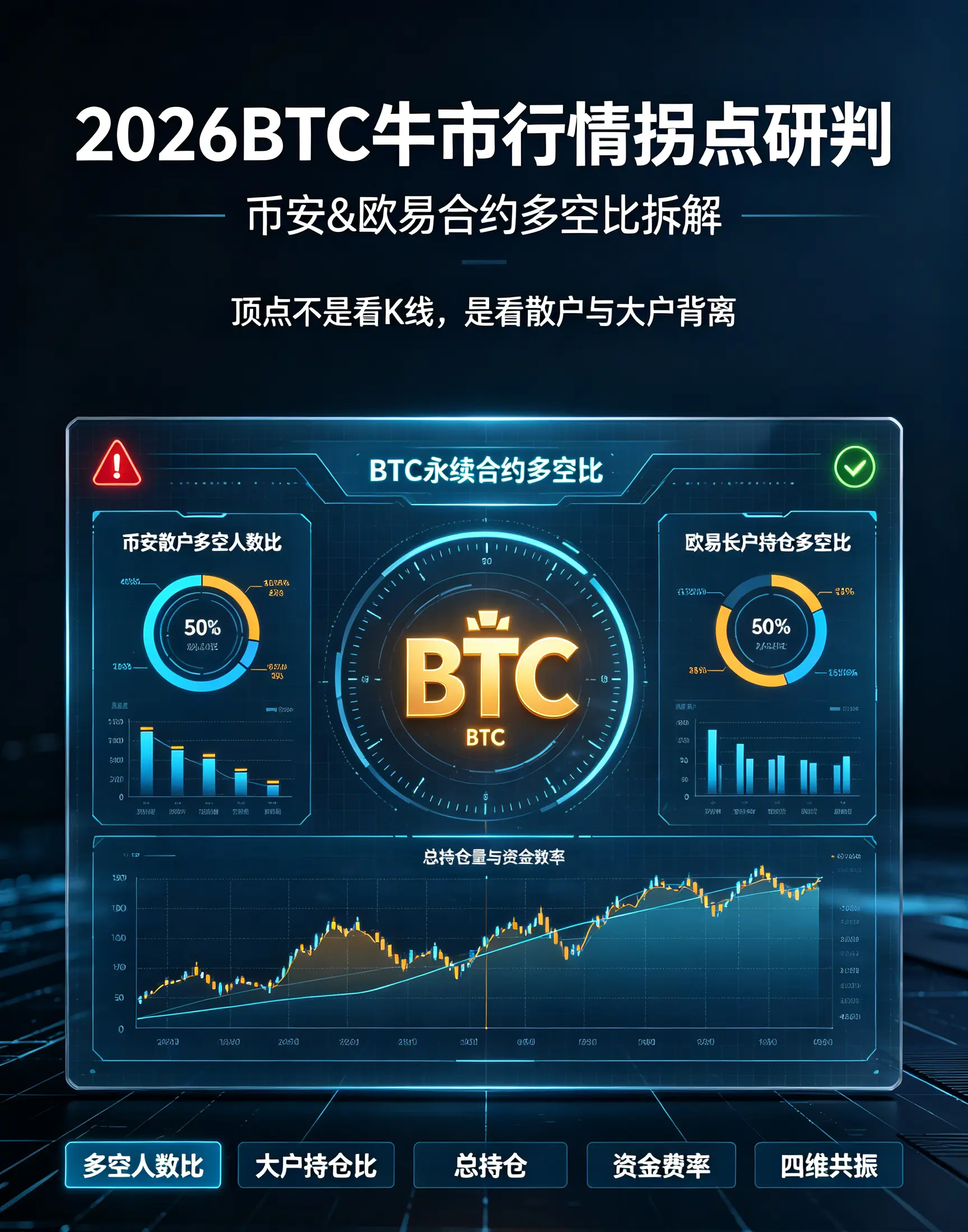 BTC牛市行情拐点研判：交易所合约多空比拆解，区分牛市顶点与短期回调中继信号