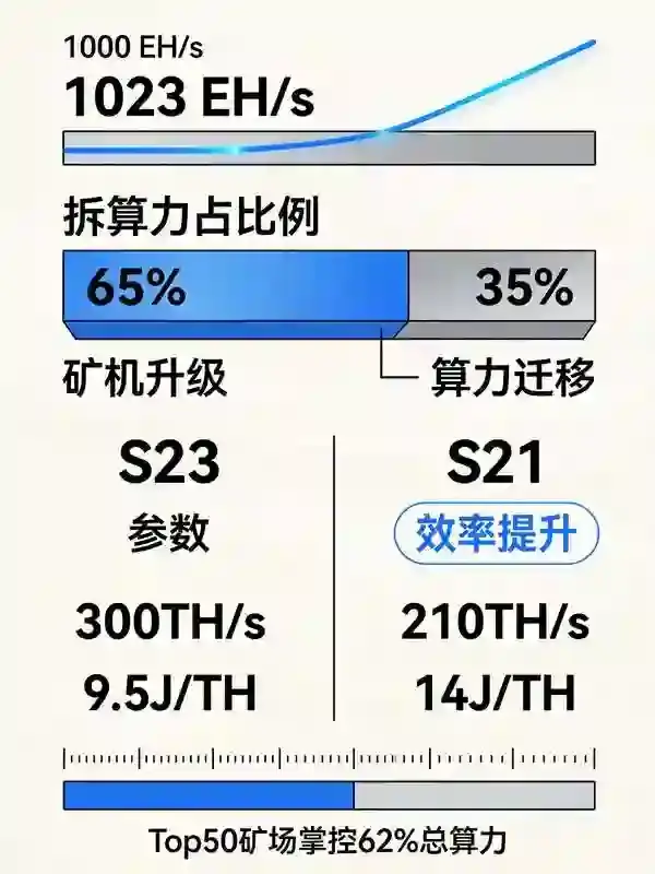 BTC全网算力突破1000EH/s：算力暴涨背后是矿机升级还是算力迁移？