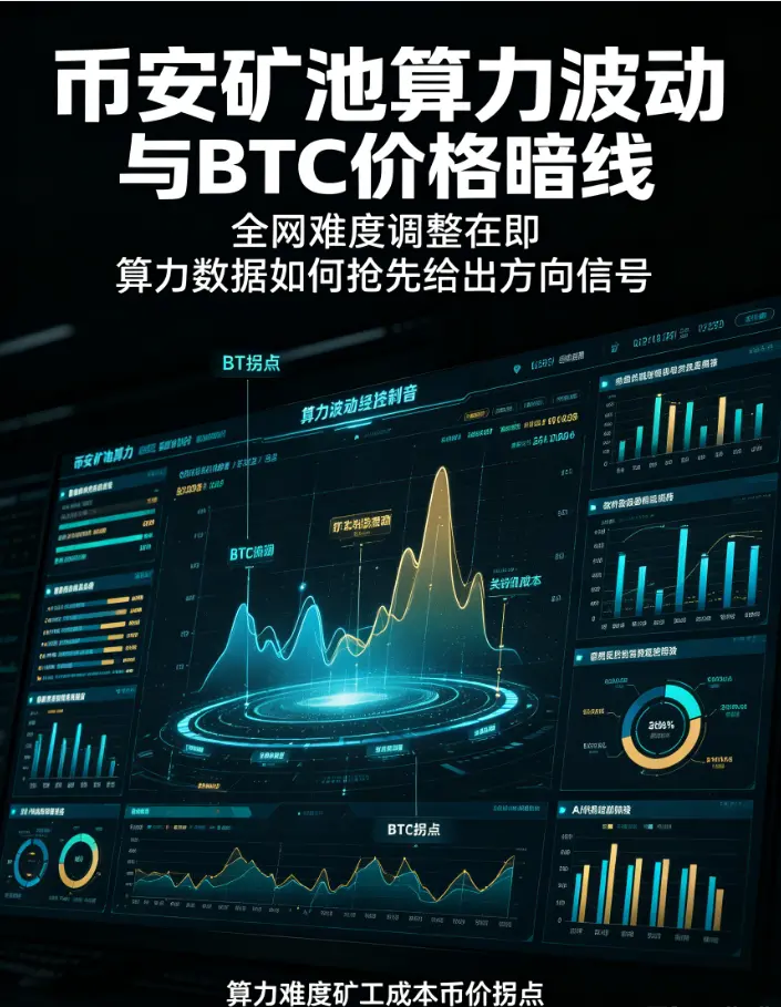 比安矿池算力波动与BTC价格暗线：全网难度调整在即，算力数据如何抢先给出方向信号？