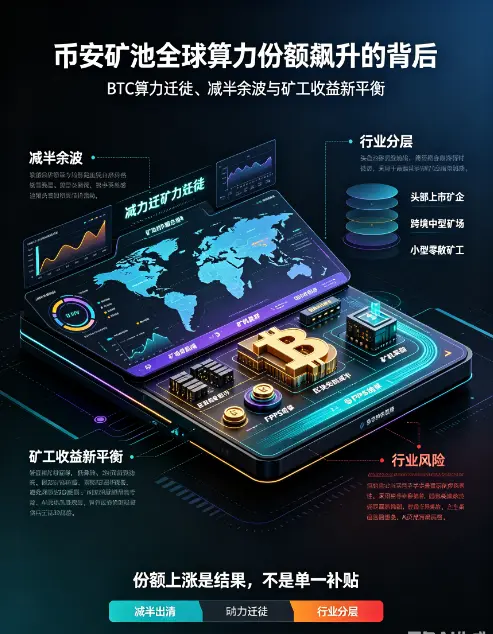 比安矿池全球算力份额飙升的背后：BTC算力迁徙、减半余波与矿工收益新平衡